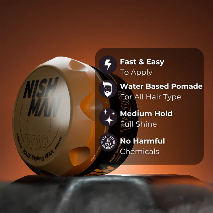 Nishman Hair Styling Wax W10 - Strong Hold Matte Finish Men'S Hair Wax