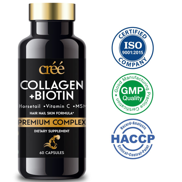 Cree Hair, Skin & Nails Supplement With Biotin & Amino Acids - Hair Growth Support For Men & Women - 60 Capsules