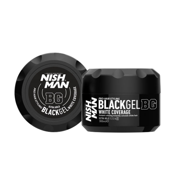 Nishman Black Gel Hair Dye - Full Coverage White Hair 300Ml