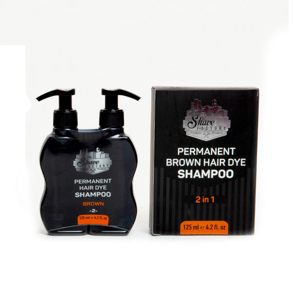 The Shave Factory Permanent Brown Hair Dye Shampoo 2 In 1 - 125Ml