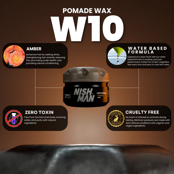 Nishman Hair Styling Wax W10 - Strong Hold Matte Finish Men'S Hair Wax