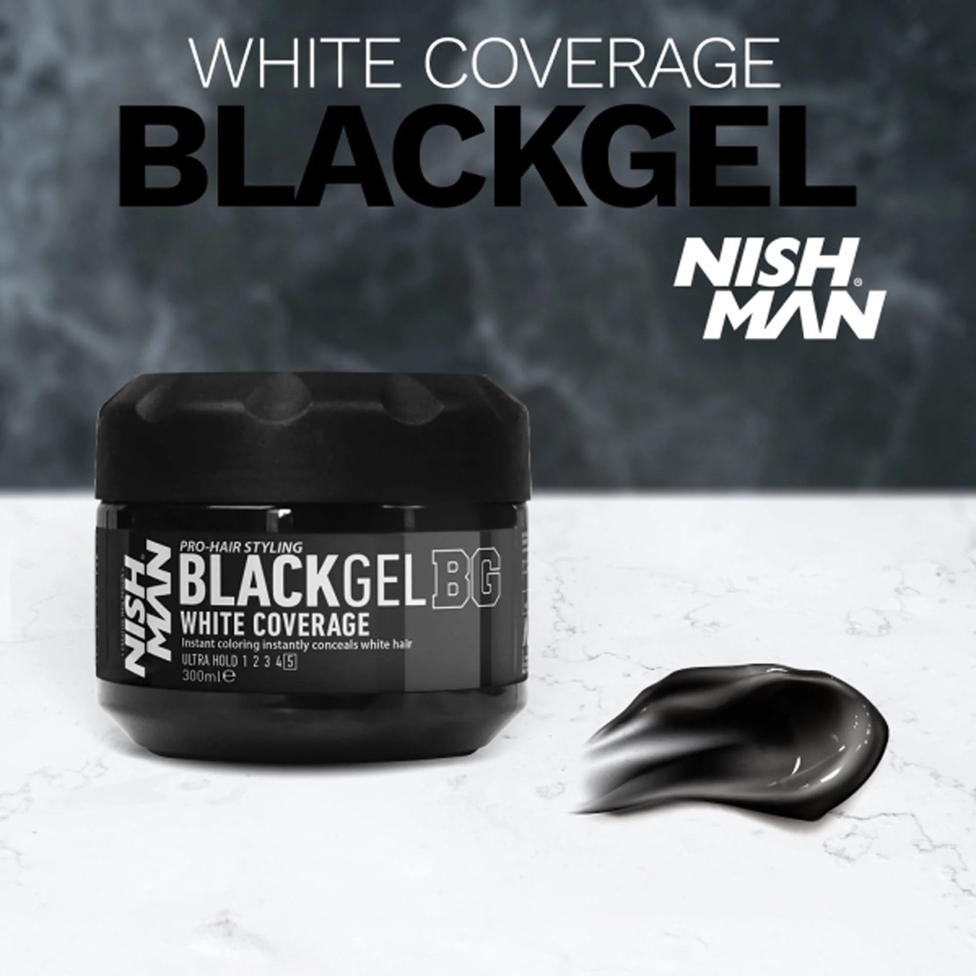 Nishman Black Gel Hair Dye - Full Coverage White Hair 300Ml
