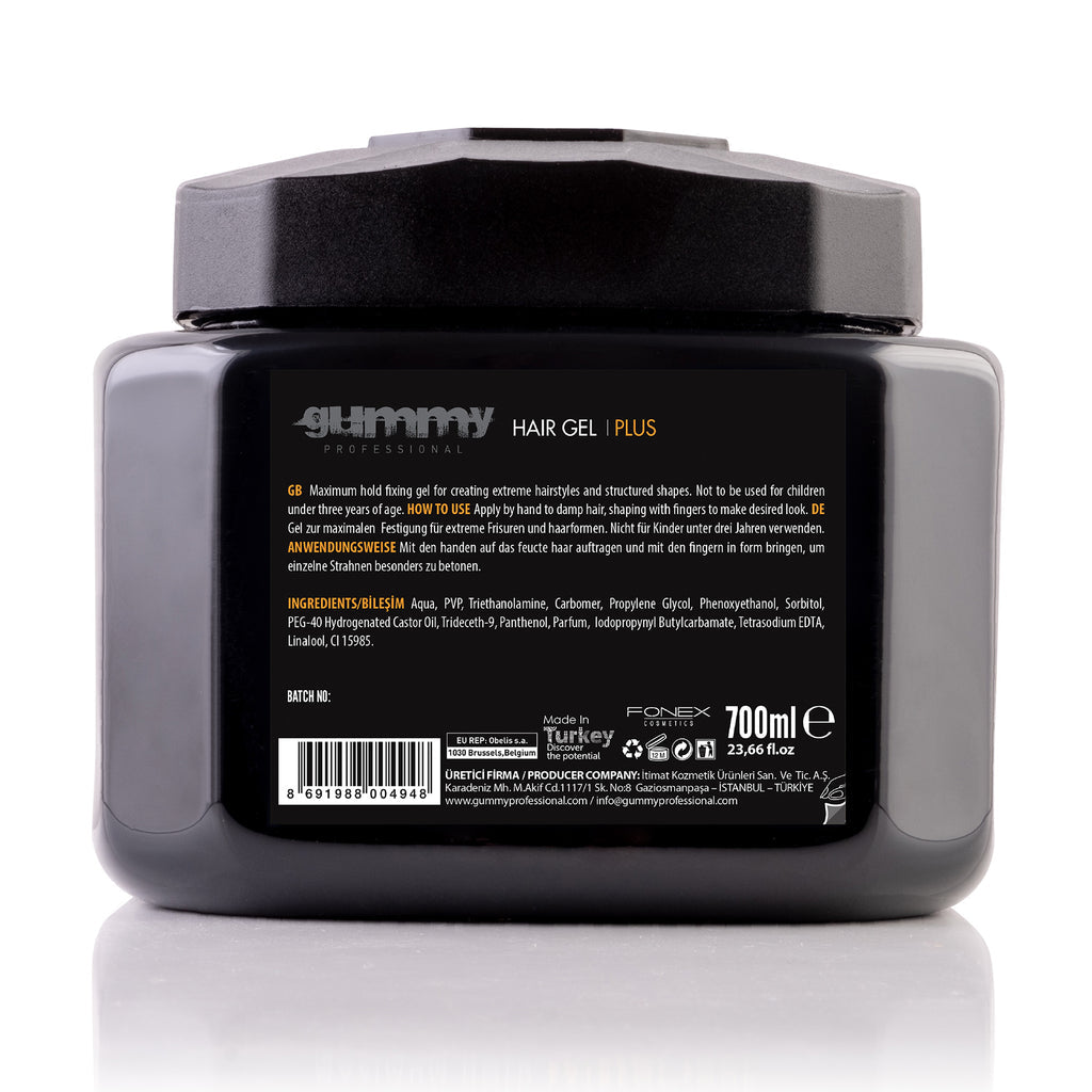 Gummy Hair Gel 220Ml Plus - Strong Hold Styling Gel