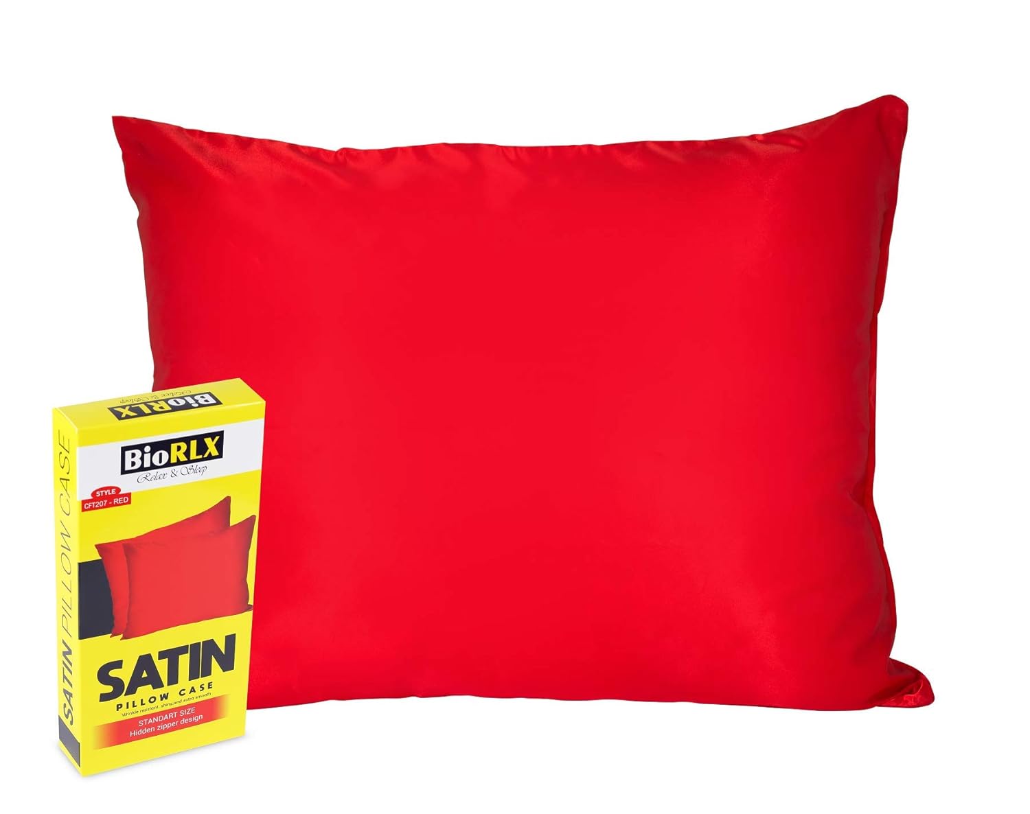 BioRLX Satin Pillow Case for Hair & Facial Skin to Prevent Wrinkles Hidden Zipper (Plum, 1)