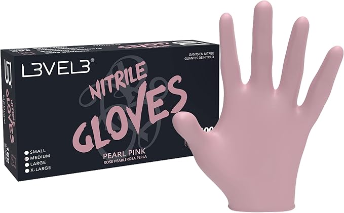 LV3 Nitrile Gloves (100ct) - Pink Large Large