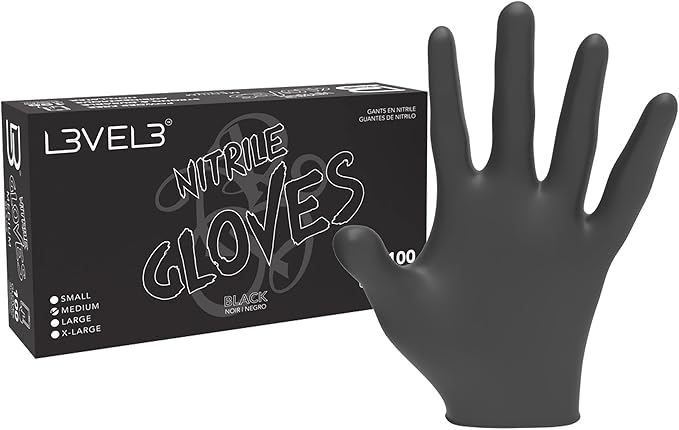 LV3 Nitrile Gloves (100ct) - Black Xlarge X-Large