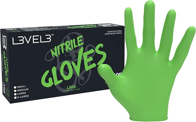 LV3 Nitrile Gloves (100ct) - Lime Xlarge X-Large