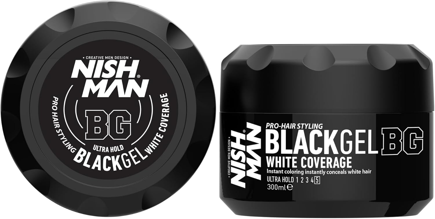 Nishman Black Gel Hair Dye - Full Coverage White Hair 300Ml