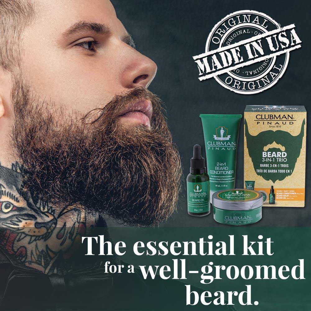 CLUBMAN Beard 3 in 1 Trio - Beard Balm, Oil and 2 in 1 Conditioner