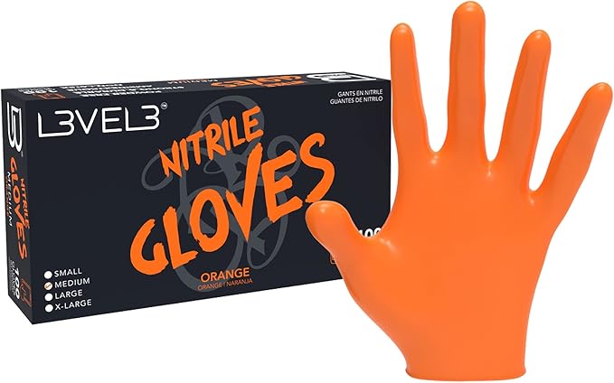 LV3 Nitrile Gloves (100ct) - Orange Xlarge X-Large
