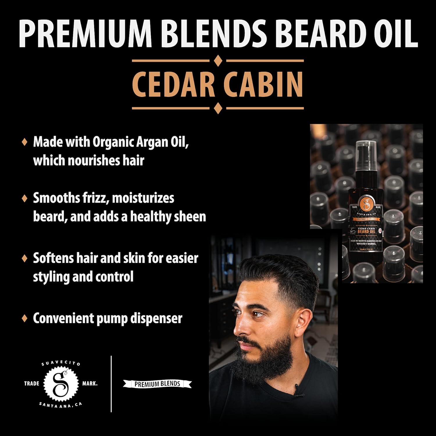 Suavecito Premium Blends Huile à barbe en cèdre 1 oz