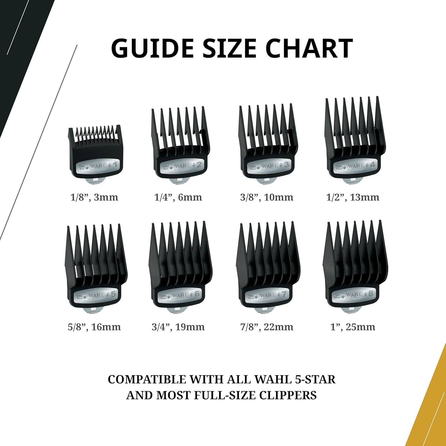 Wahl Premium Cutting Guides #1-8 W/ Organizer