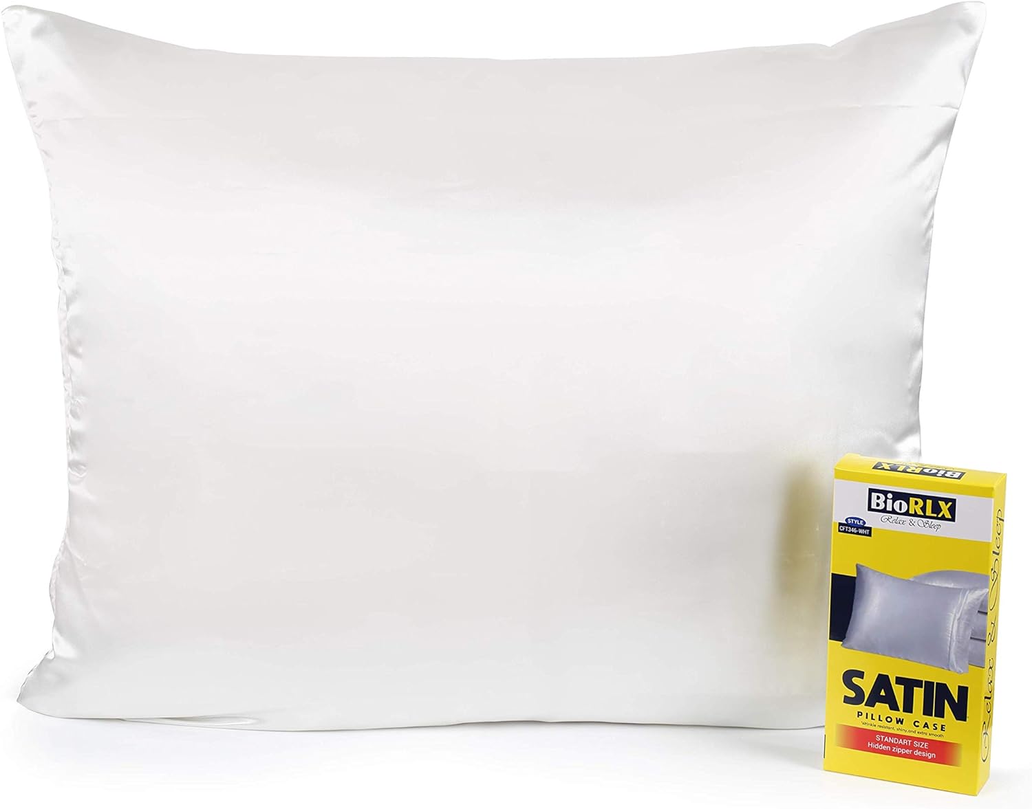 BioRLX Satin Pillow Case for Hair & Facial Skin to Prevent Wrinkles Hidden Zipper (Plum, 1)