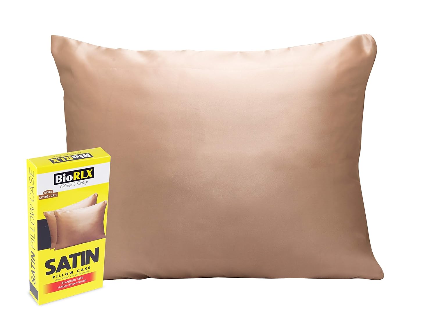 BioRLX Satin Pillow Case for Hair & Facial Skin to Prevent Wrinkles Hidden Zipper (Plum, 1)