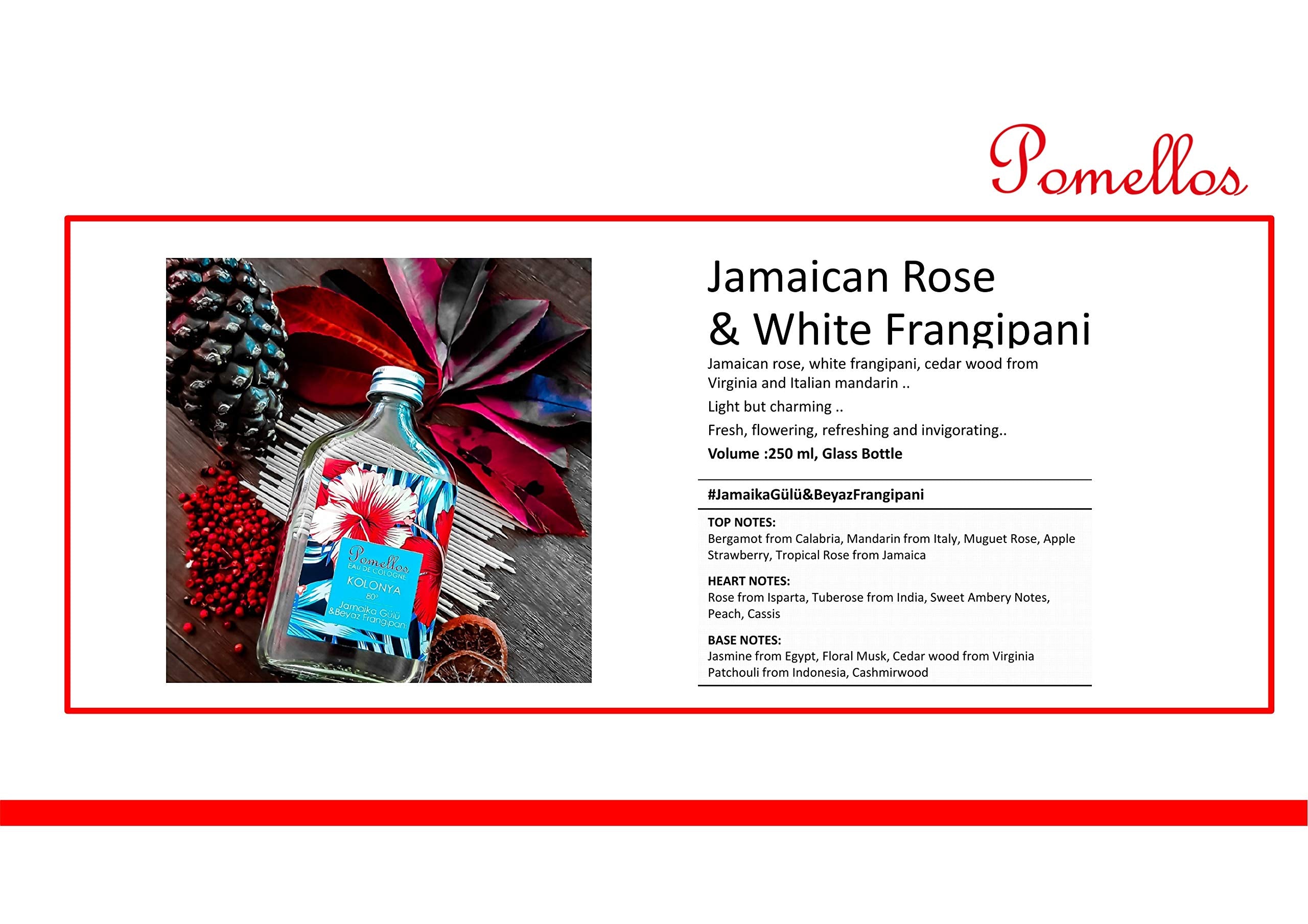 Pomellos Eau de Cologne Jamaïcaine Rose & Frangipanier Blanc 250 Ml