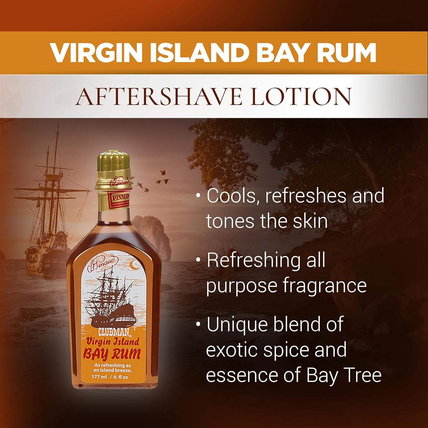 CLUBMAN Virgin Island Bay Rum, 6 oz