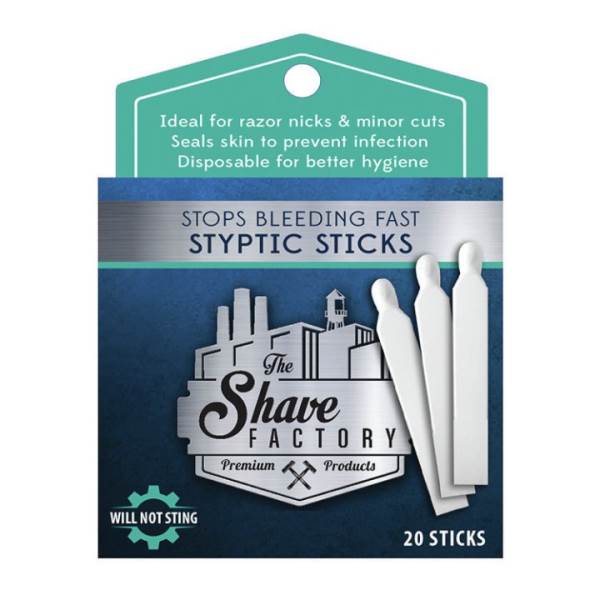 The Shave Factory Disposable Styptic Pencil 20Ct Blister - Advanced First Aid Treatment