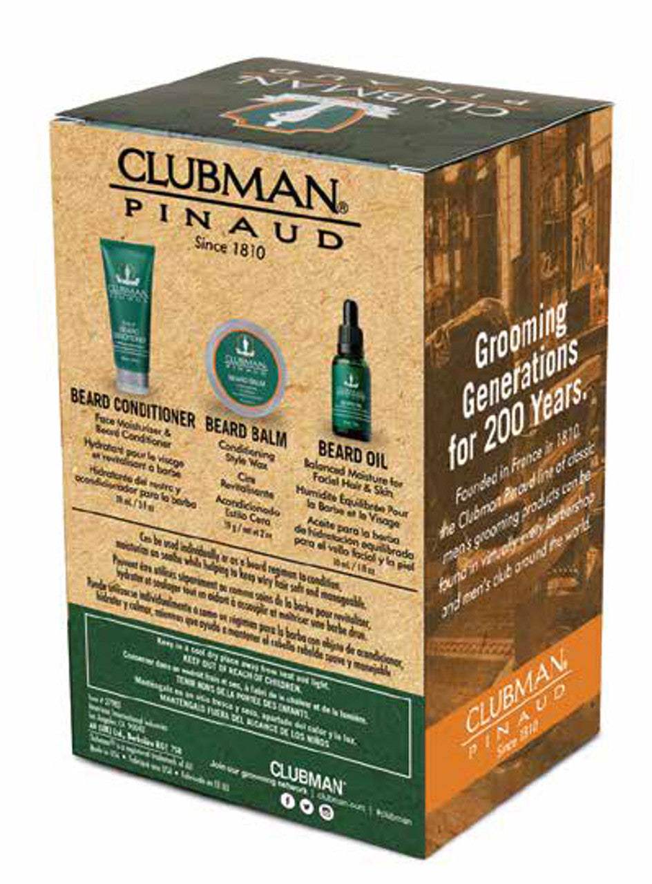 CLUBMAN Beard 3 in 1 Trio - Beard Balm, Oil and 2 in 1 Conditioner