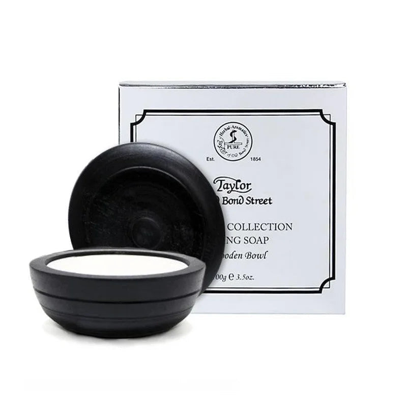 Savon à raser Taylor Of Old Bond Street Platinum Collection dans un bol en bois 100Gr