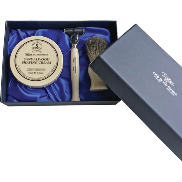 Taylor Of Old Bond Street No.74 Coffret cadeau doublé satiné bois de santal Pure Badger 150G