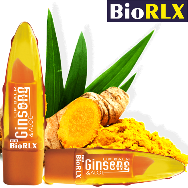 Biorlx Ginseng & Turmeric (Curcumin) With Aloe Vera Lip Balm Spf15, Color Free, Paraben Free