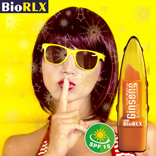Biorlx Ginseng & Turmeric (Curcumin) With Aloe Vera Lip Balm Spf15, Color Free, Paraben Free