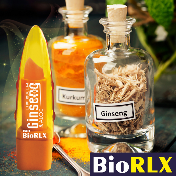 Biorlx Ginseng & Turmeric (Curcumin) With Aloe Vera Lip Balm Spf15, Color Free, Paraben Free