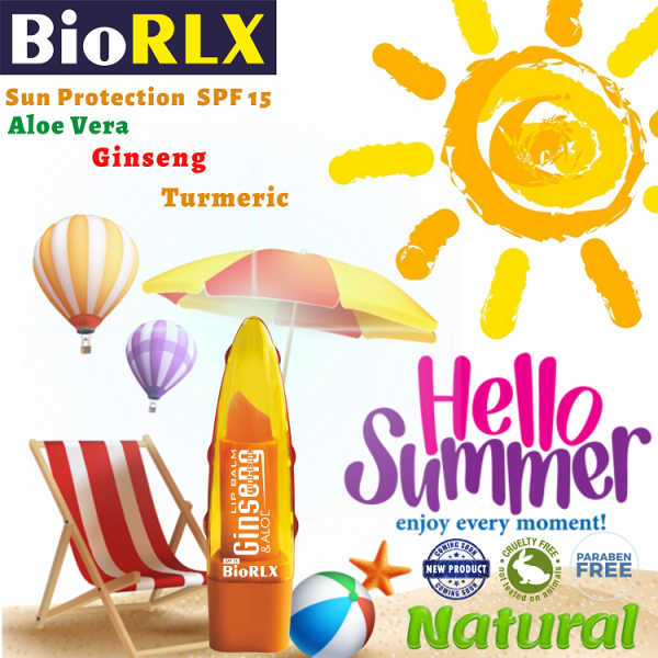 Biorlx Ginseng & Turmeric (Curcumin) With Aloe Vera Lip Balm Spf15, Color Free, Paraben Free