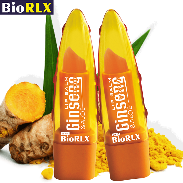 Biorlx Ginseng & Turmeric (Curcumin) With Aloe Vera Lip Balm Spf15, Color Free, Paraben Free
