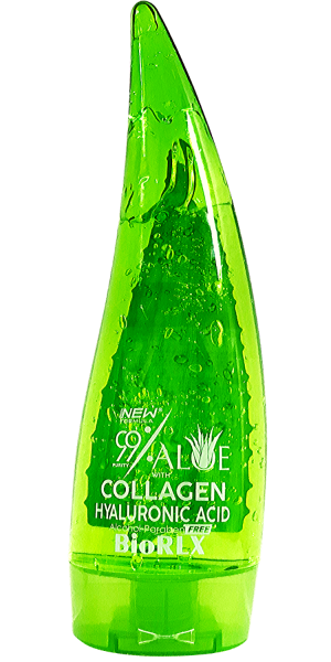 Biorlx 99% gel de colágeno de aloe vera y ácido hiarulónico 8.5 oz caja de Amazon