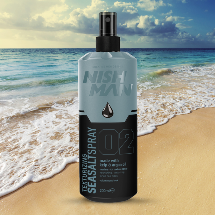 Nishman Sea Salt Spray With Kelp And Argan Oil - Natural Texture And Volume Booster For Hair