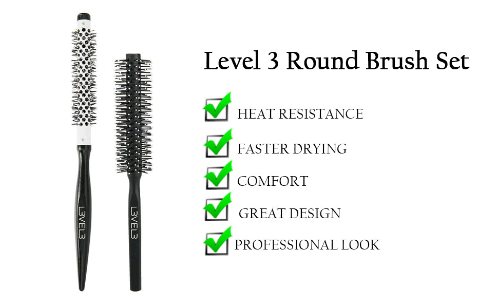 LV3 2PC WOODEN ROUND BRUSH SET