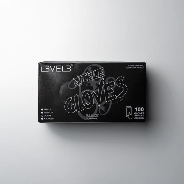 LV3 Nitrile Gloves (100ct) - Black Large Large