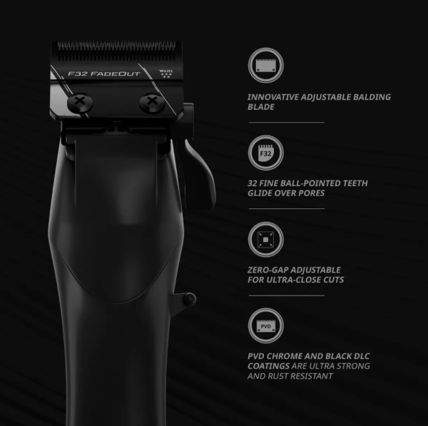 Wahl Vapor Cordless Clipper With F32 Fadeout Blade - Professional Hair Cutting Tool