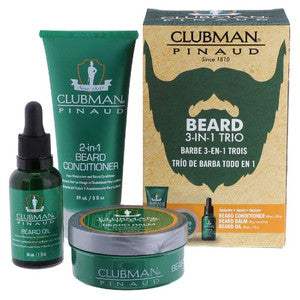 CLUBMAN Beard 3 in 1 Trio - Beard Balm, Oil and 2 in 1 Conditioner