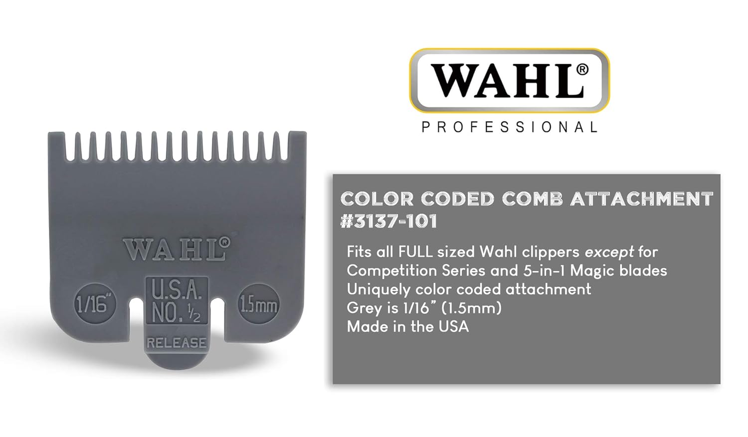 Wahl Color-Coded Attachment Comb #1/2