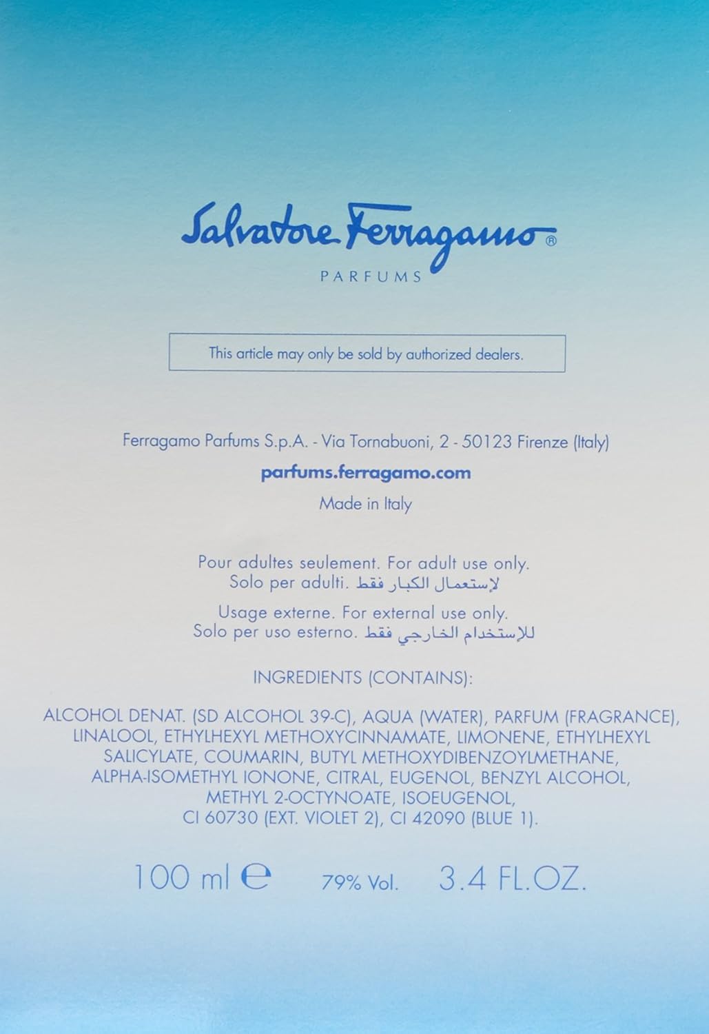 Salvatore Ferragamo Blue Incanto M 100ml