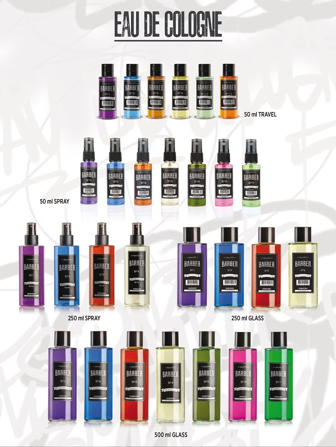 Marmara Barber Après-rasage Cologne - Présentoir 50 ml 35 pièces Spray