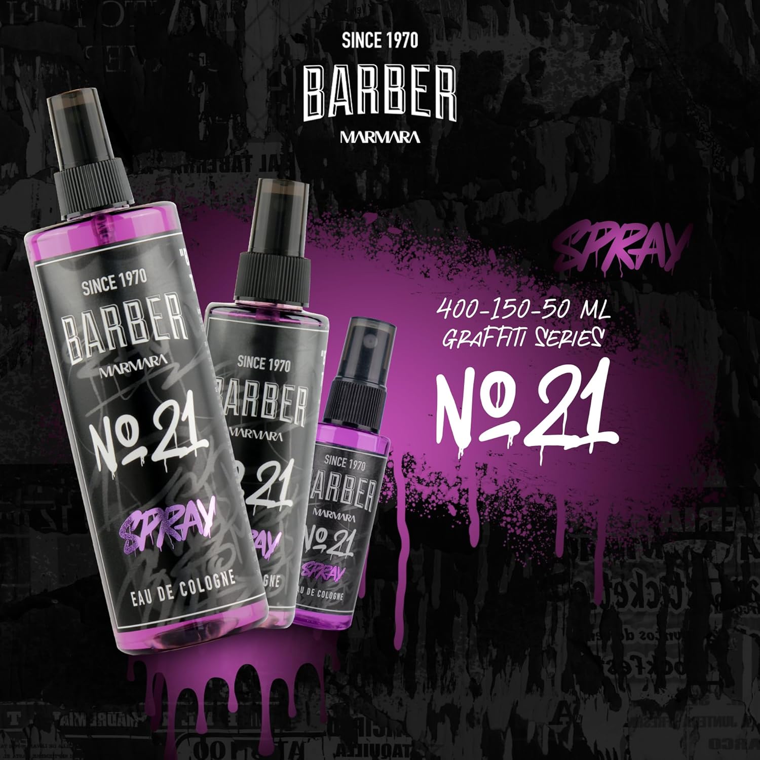 Marmara Barber Après-rasage Cologne - Présentoir 50 ml 35 pièces Spray