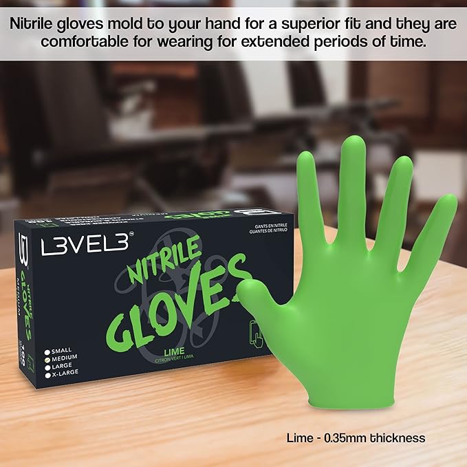 LV3 Nitrile Gloves (100ct) - Lime Medium Medium