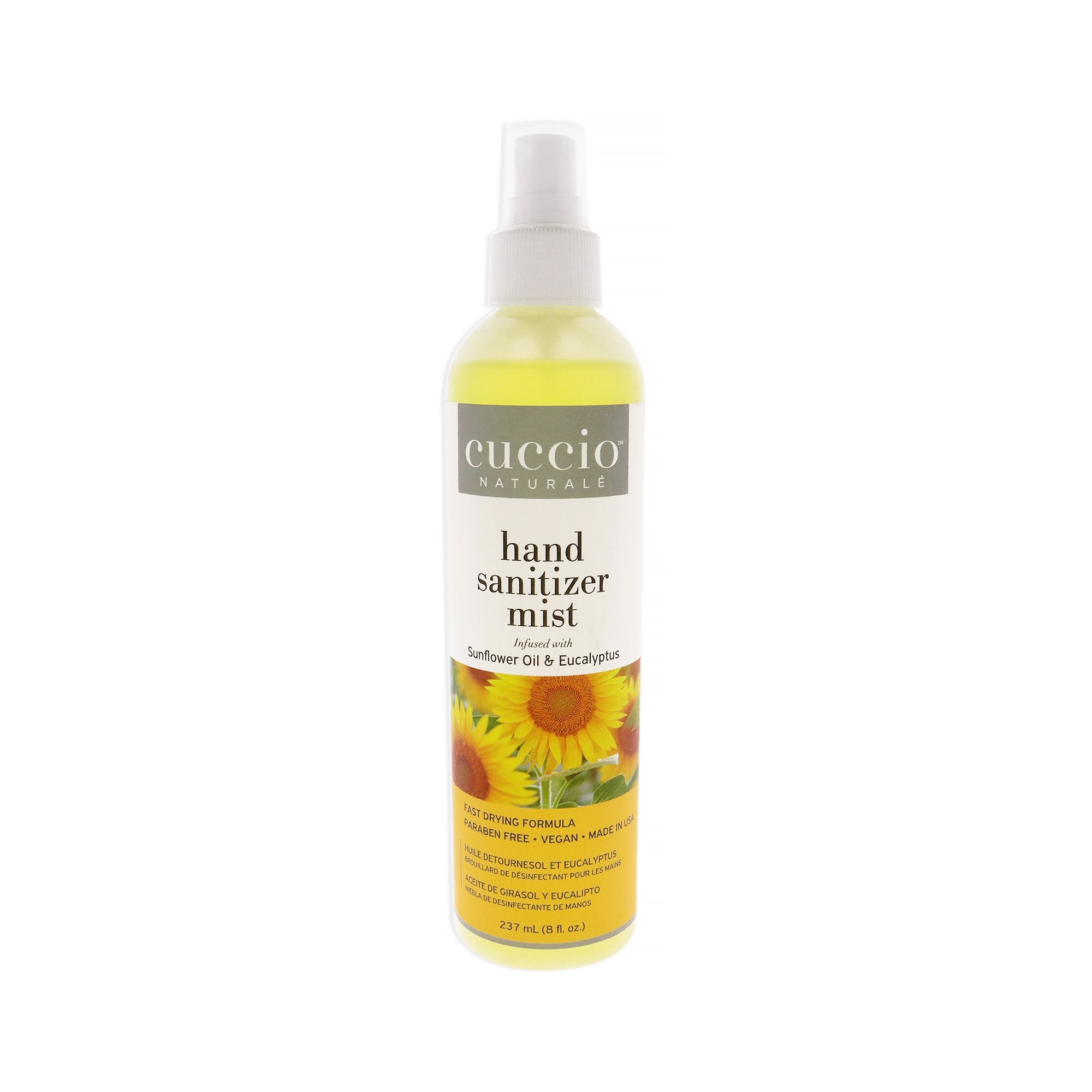 Hand Sanitizer Mist - Sunflower Oil and Eucalyptus by Cuccio Naturale for Unisex - 8 oz Hand Sanitizer