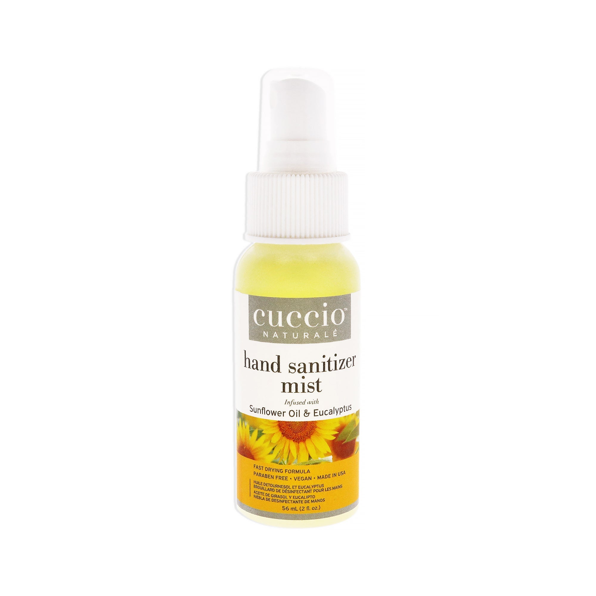Hand Sanitizer Mist - Sunflower Oil and Eucalyptus by Cuccio Naturale for Unisex - 2 oz Hand Sanitizer