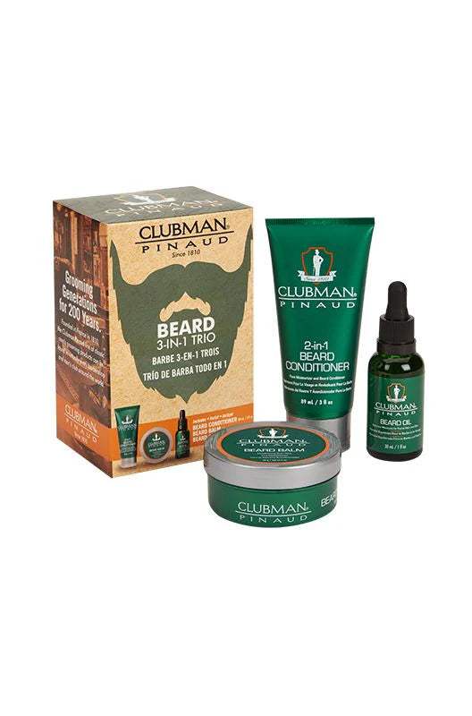 CLUBMAN Beard 3 in 1 Trio - Beard Balm, Oil and 2 in 1 Conditioner