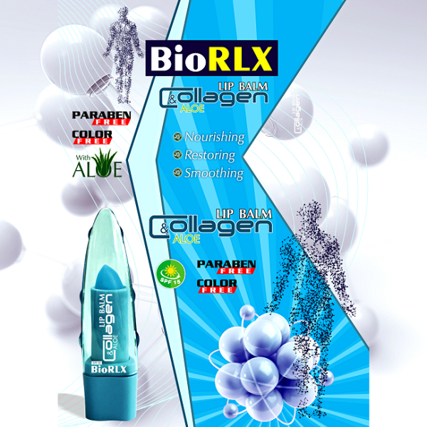 Biorlx Baume à lèvres au collagène et à l'aloe vera Spf 15, sans colorant, sans parabène