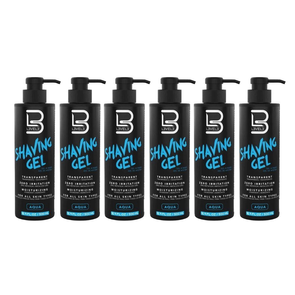L3VEL3 Transparent Aqua Shaving Gel (6 Pack, 12 Pack) - BarberSets